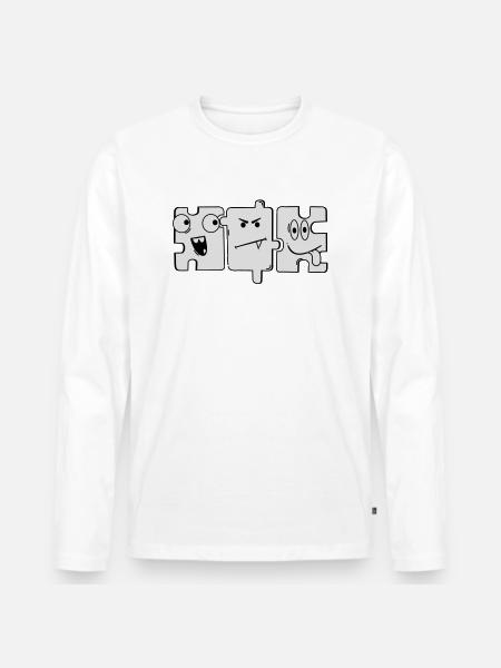 Monster Puzzle - Männer Premium Bio Langarmshirt - Weiß
