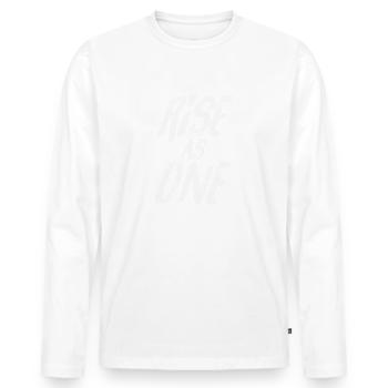 Rise as one - Männer Premium Bio Langarmshirt - Weiß - Vorne - Nico (187cm)