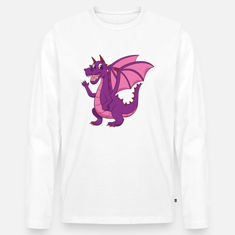 Mutter Drache - Männer Premium Bio Langarmshirt - Weiß
