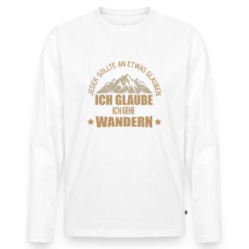 ich glaube ich gehe Wandern - Männer Premium Bio Langarmshirt - Weiß - Vorne - Nico (187cm)