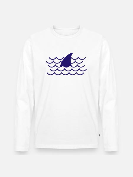 Las aletas de tiburón - Camiseta ecológica prémium de manga larga para hombre - blanco