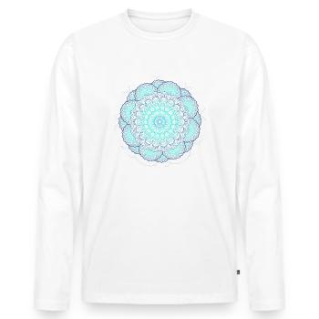 Mandala in turquoise blue - Men's Premium Organic Long Sleeve Shirt - white - Front - Nico (187cm)