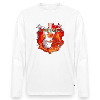 Spanische Flamenco Gitarre in Flammen - Männer Premium Bio Langarmshirt - Weiß - Vorne - Nico (187cm)