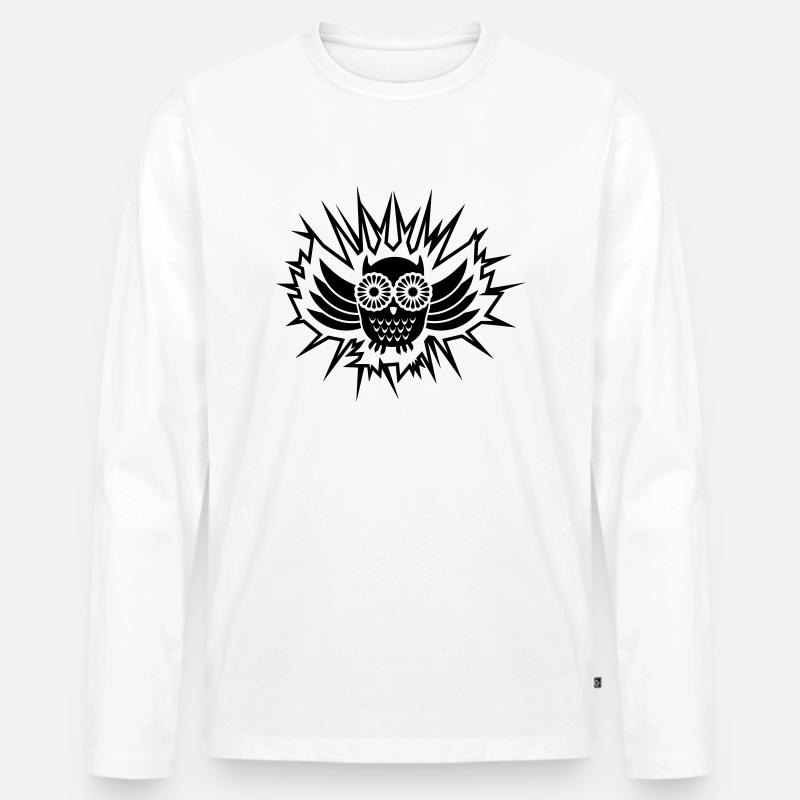 Eule / owl (1c) - Männer Premium Bio Langarmshirt - Weiß