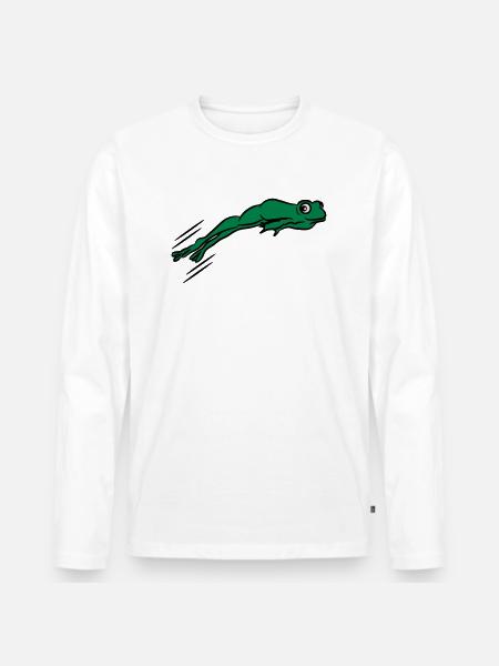 Frosch springen - Männer Premium Bio Langarmshirt - Weiß