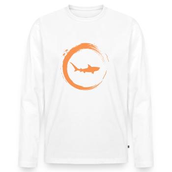Hai - Männer Premium Bio Langarmshirt - Weiß - Vorne - Nico (187cm)
