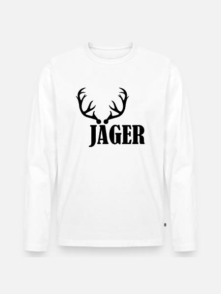 Jäger - Männer Premium Bio Langarmshirt - Weiß
