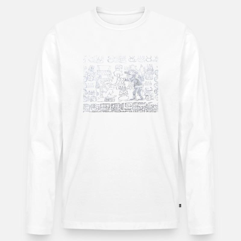 Aztekisches Grafikdesign - Männer Premium Bio Langarmshirt - Weiß