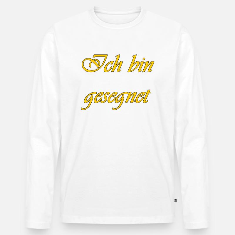 Ich bin gesegnet - Männer Premium Bio Langarmshirt - Weiß