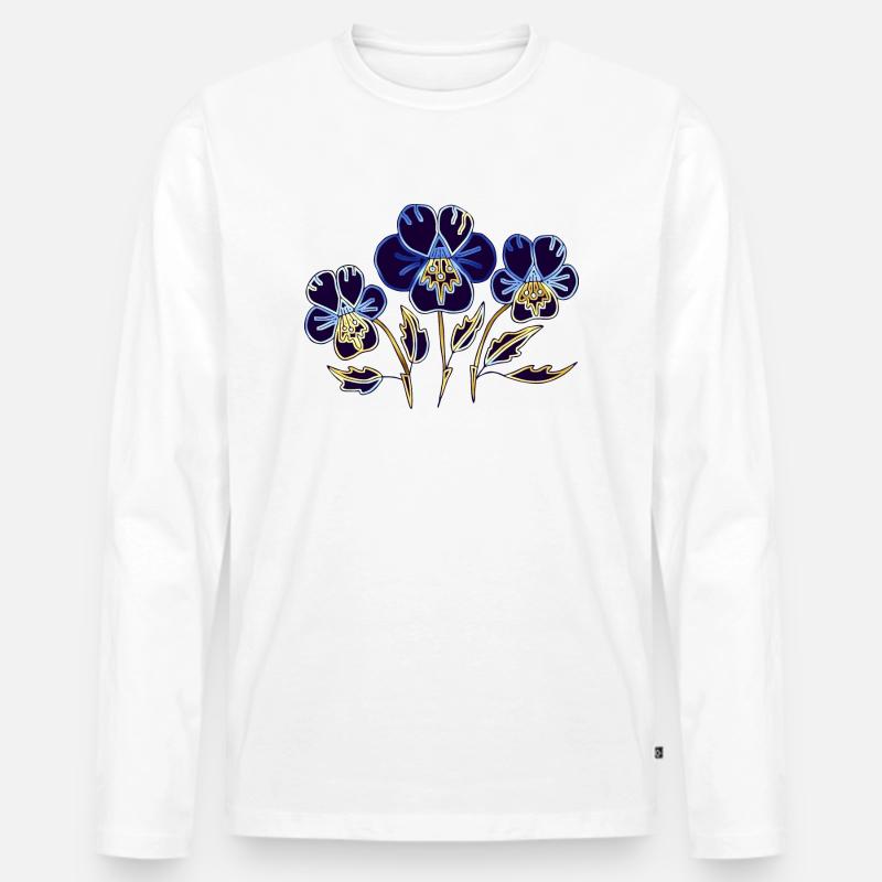 Blumen - Männer Premium Bio Langarmshirt - Weiß