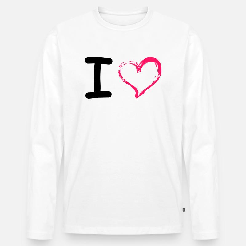 I Heart - Männer Premium Bio Langarmshirt - Weiß