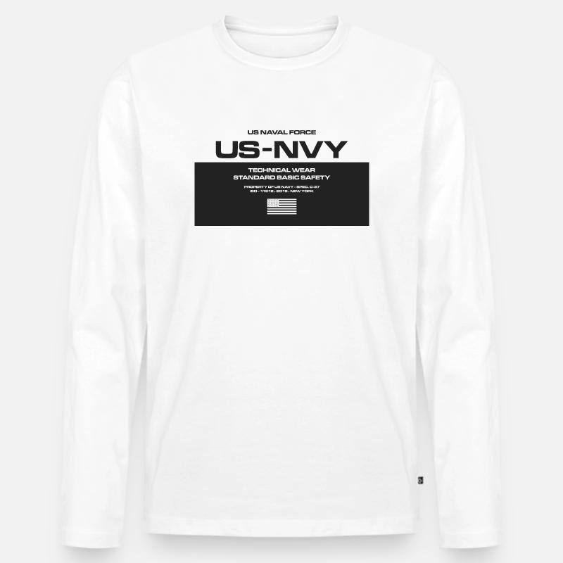 US NVY a - Männer Premium Bio Langarmshirt - Weiß
