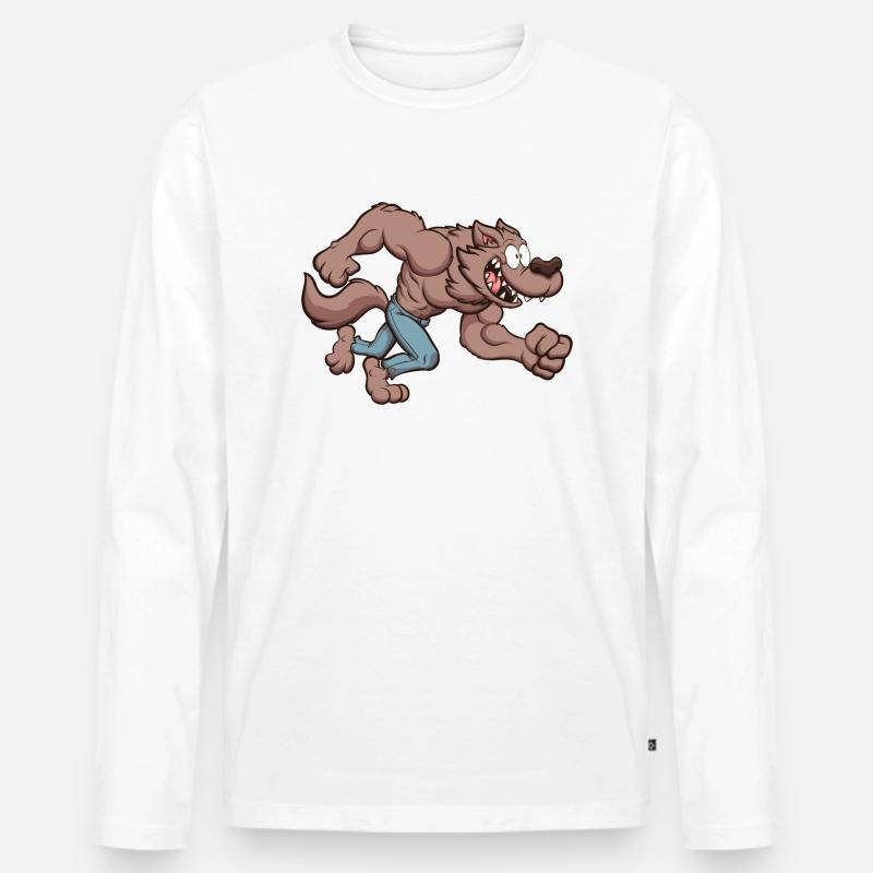 Laufender Werwolf - Männer Premium Bio Langarmshirt - Weiß