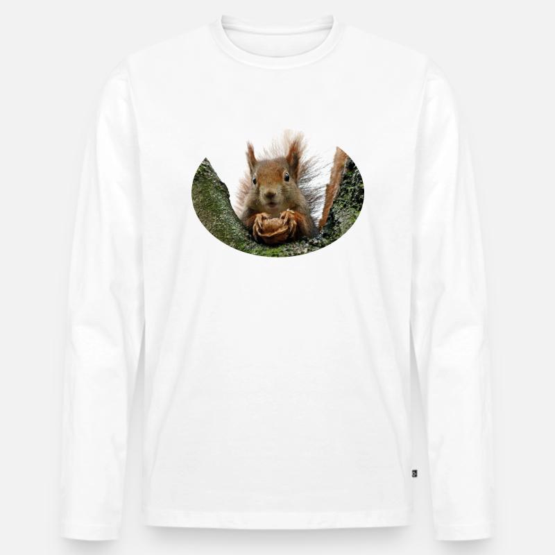 Eichhörnchen, Isibat - Männer Premium Bio Langarmshirt - Weiß