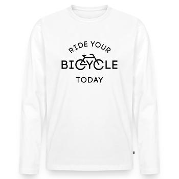 Bicycle Bicycle Cyclist - Men's Premium Organic Long Sleeve Shirt - white - Front - Nico (187cm)