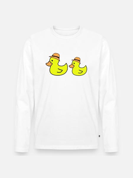 Duck Hat - Men's Premium Organic Long Sleeve Shirt - white