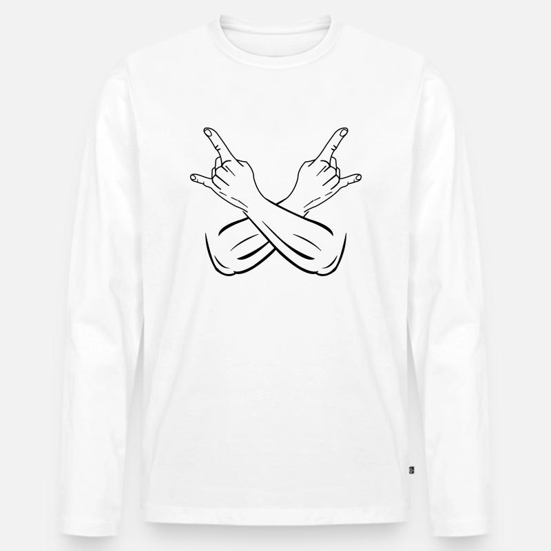 cool hands symbol - Männer Premium Bio Langarmshirt - Weiß