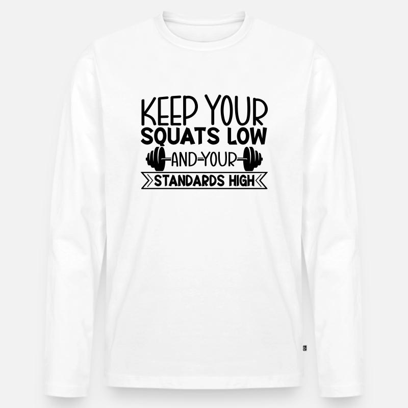 Squat Slow - Männer Premium Bio Langarmshirt - Weiß