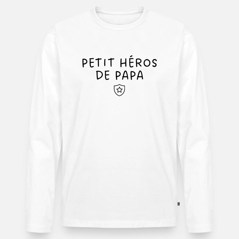 Papas kleiner Held - Männer Premium Bio Langarmshirt - Weiß