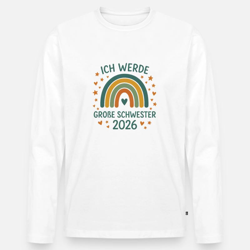 Ich werde große Schwester 2026 - Männer Premium Bio Langarmshirt - Weiß