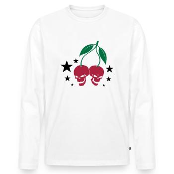 Cherry Skulls - Männer Premium Bio Langarmshirt - Weiß - Vorne - Nico (187cm)