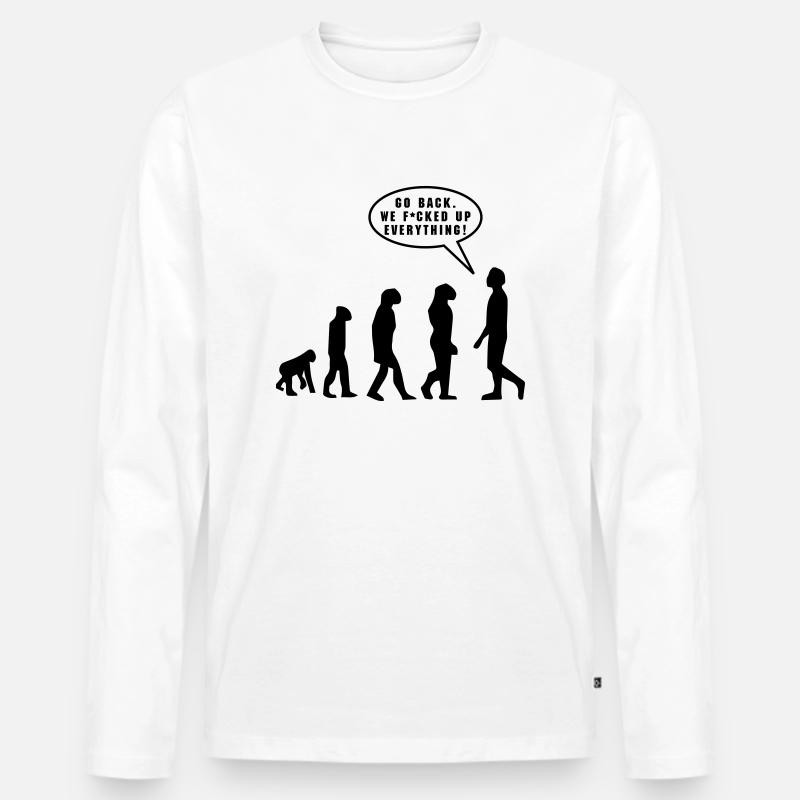 Evolution - Männer Premium Bio Langarmshirt - Weiß