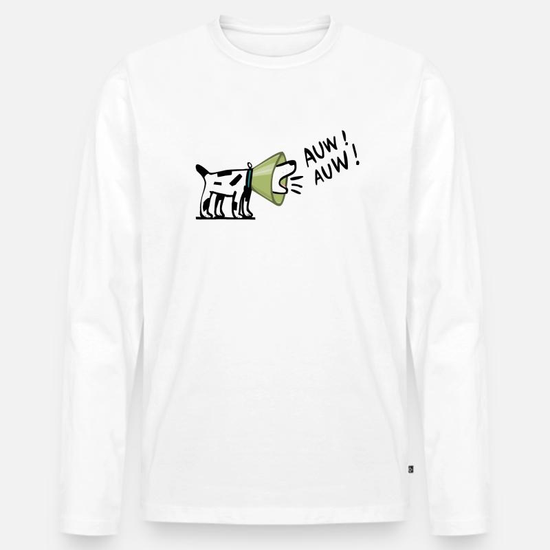 Hund - Männer Premium Bio Langarmshirt - Weiß