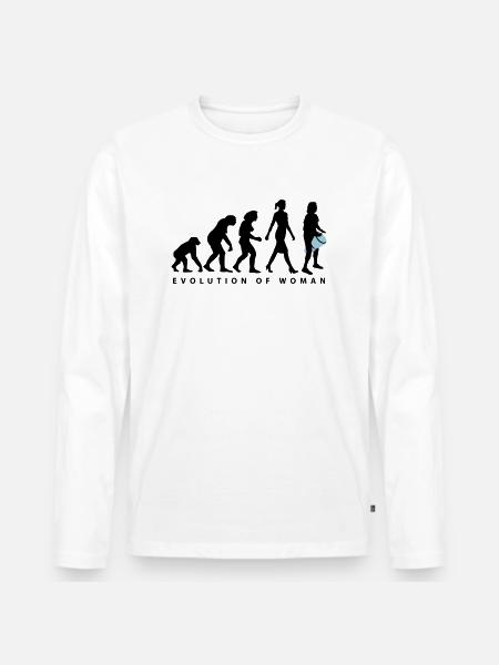 Evolution der Frau Djembe - Männer Premium Bio Langarmshirt - Weiß