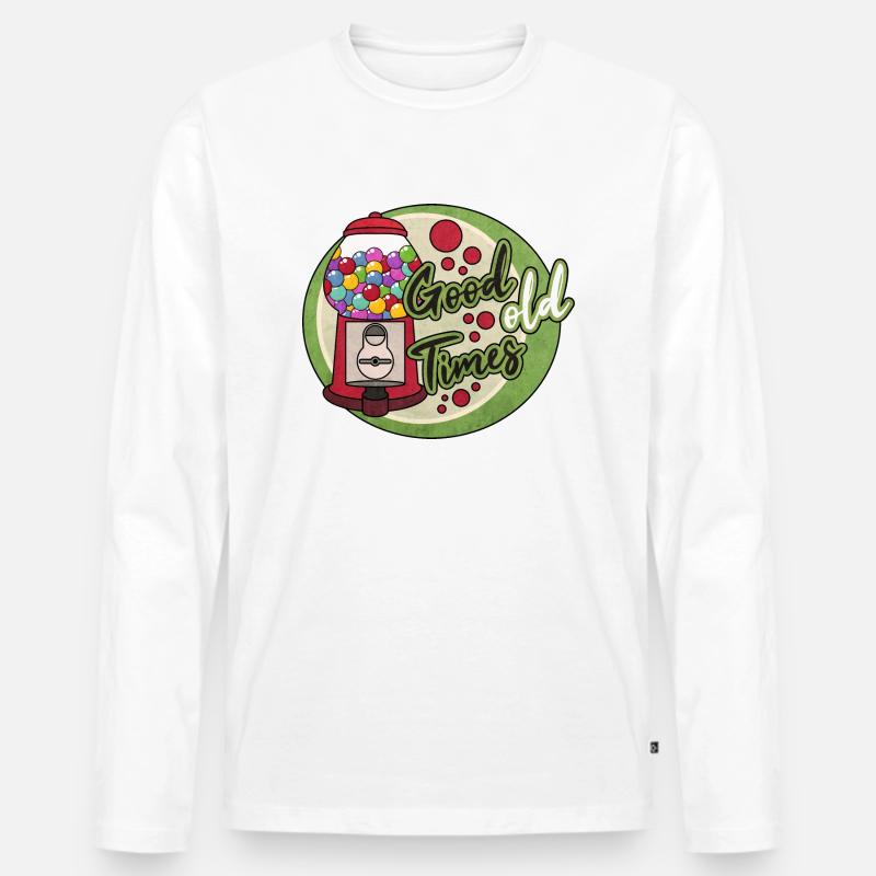 Nostalgie Kaugummiautomat - Männer Premium Bio Langarmshirt - Weiß