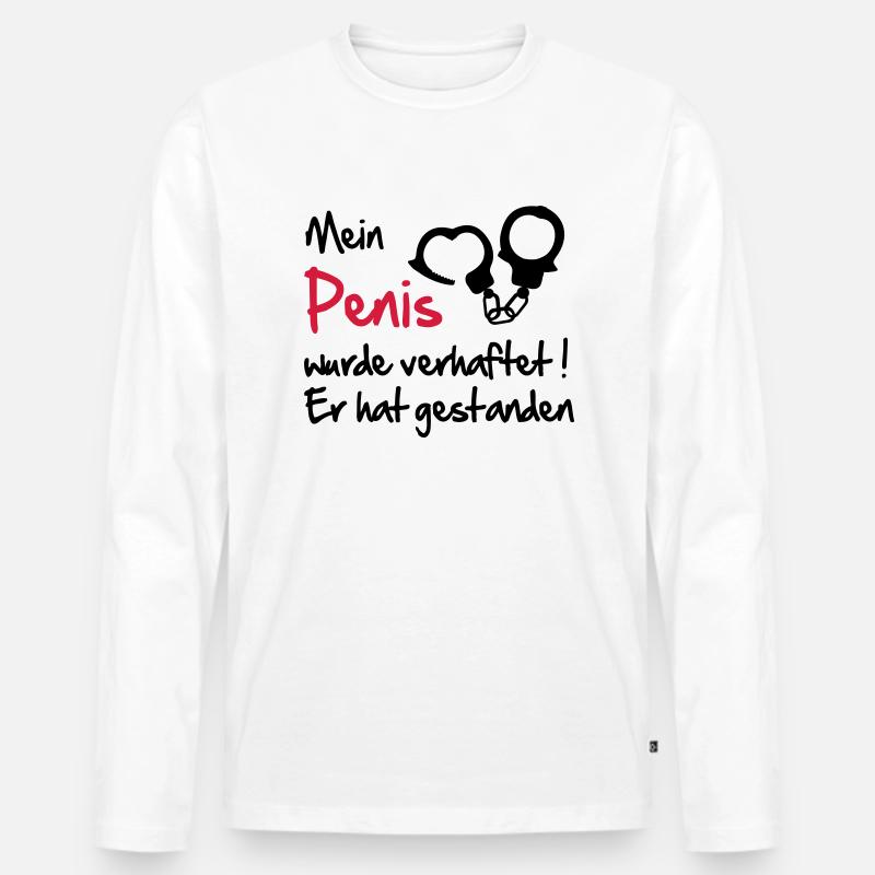penis - Männer Premium Bio Langarmshirt - Weiß