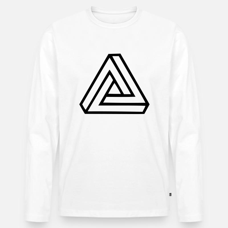 Triangle Visual Illusion - Men's Premium Organic Long Sleeve Shirt - white