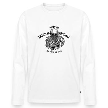 PAS DE DOULEUR SANS GAIN SONS OF FOOTBALL AMÉRICAIN - T-shirt manches longues Premium bio Homme - blanc - Devant - Nico (187cm)
