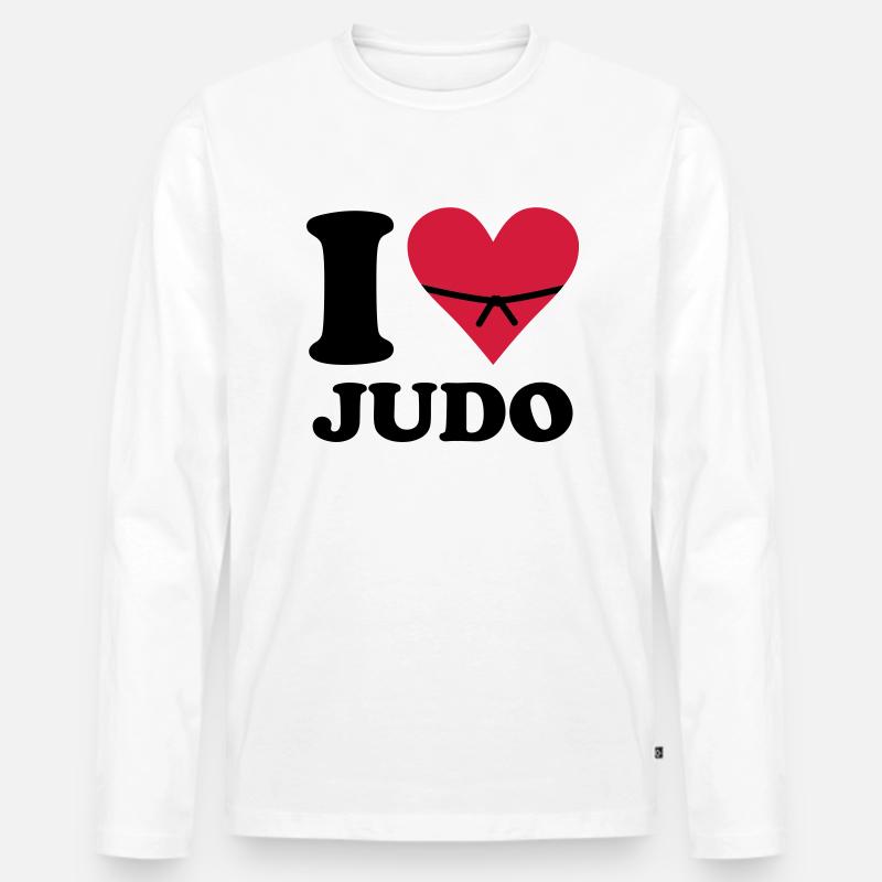 i love judo - Männer Premium Bio Langarmshirt - Weiß