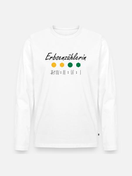 Erbsenzählerin - Männer Premium Bio Langarmshirt - Weiß