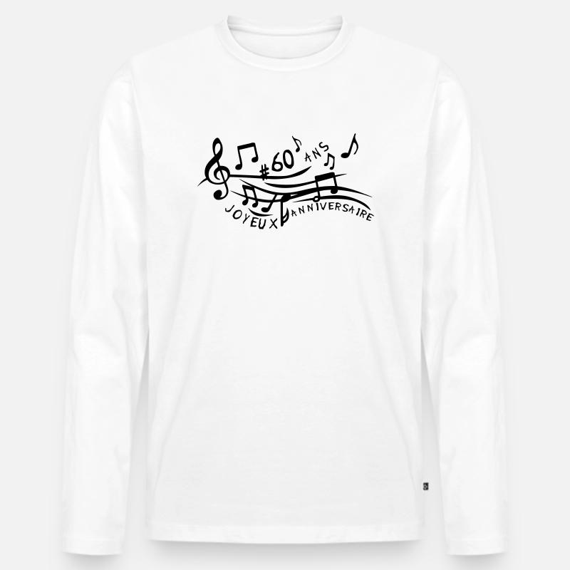 60 Jahre Jubiläum Partitur - Männer Premium Bio Langarmshirt - Weiß