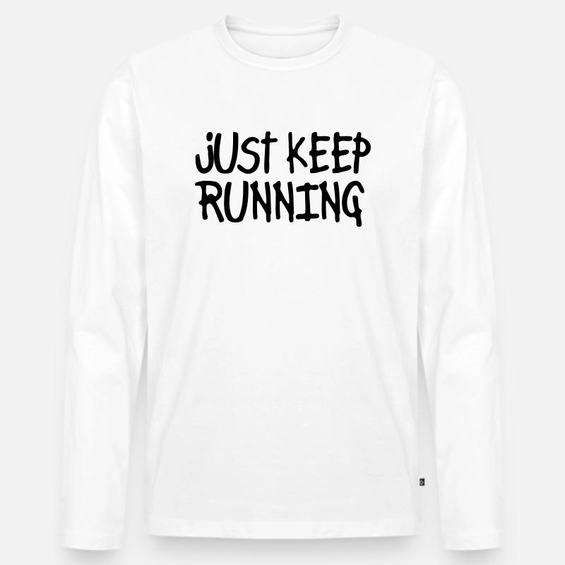 just keep running - Männer Premium Bio Langarmshirt - Weiß