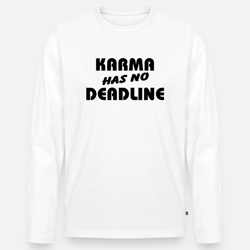 Karma has no Deadline - Männer Premium Bio Langarmshirt - Weiß