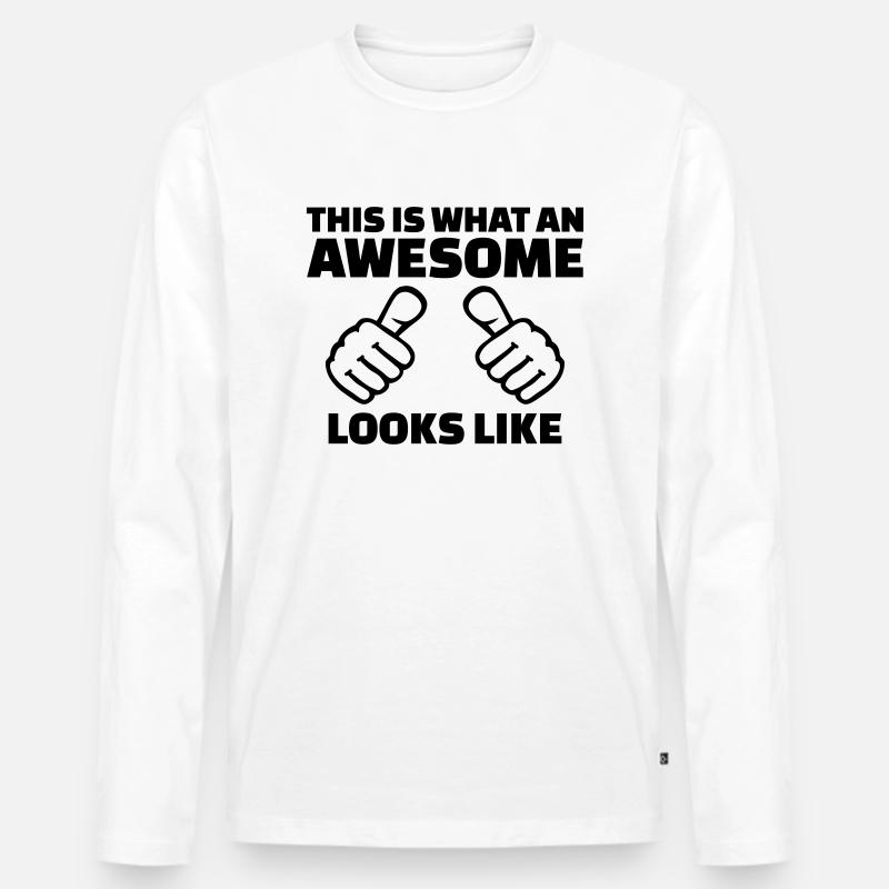 Awesome - Männer Premium Bio Langarmshirt - Weiß