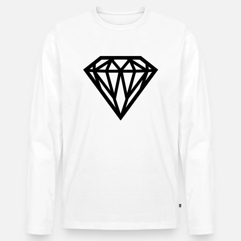 diamond - Diamant - Männer Premium Bio Langarmshirt - Weiß