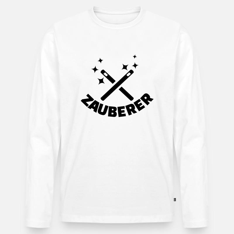 Zauberer - Männer Premium Bio Langarmshirt - Weiß