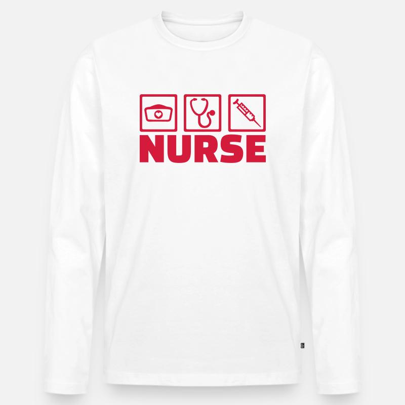 Krankenschwester - Männer Premium Bio Langarmshirt - Weiß