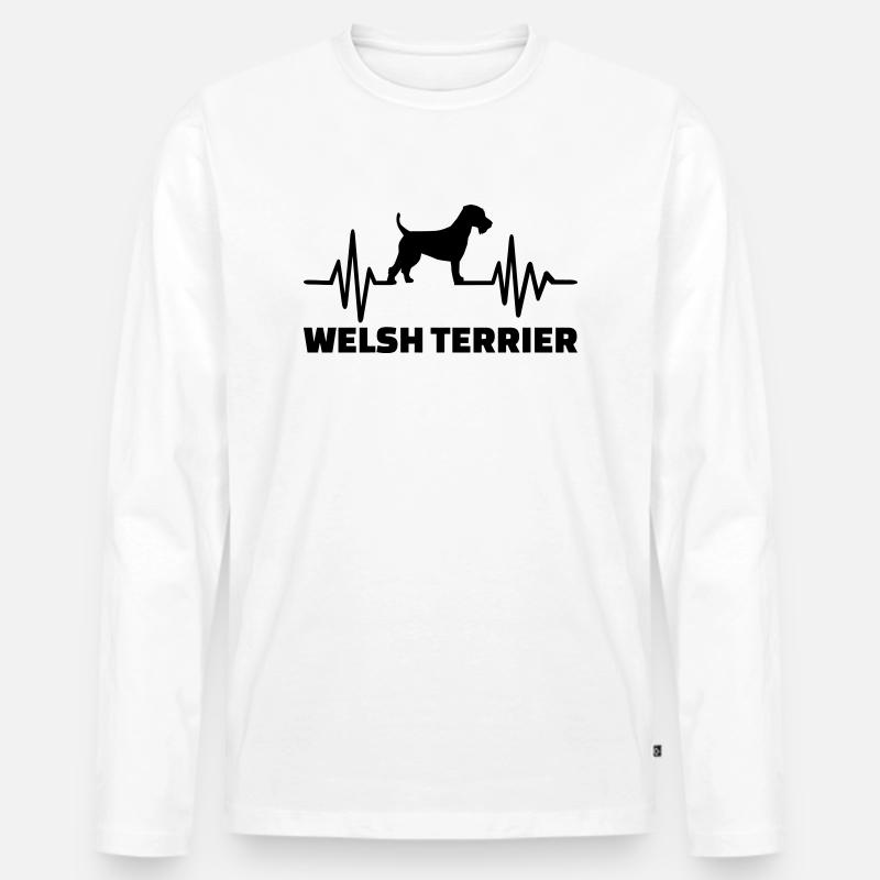 Welsh Terrier - Männer Premium Bio Langarmshirt - Weiß