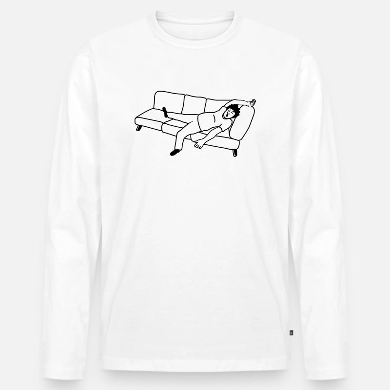 Couch Schlafender Mann - Männer Premium Bio Langarmshirt - Weiß