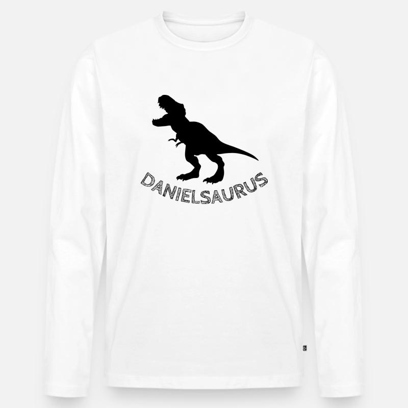 DANIELSAURUS - Männer Premium Bio Langarmshirt - Weiß