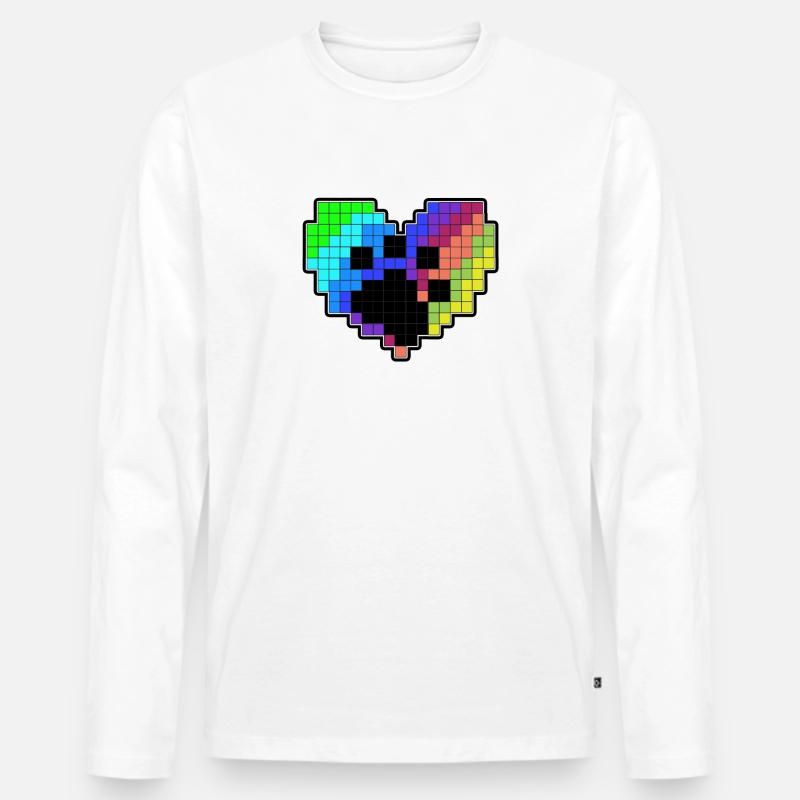 Pixel Herz mit einer Pfote - Männer Premium Bio Langarmshirt - Weiß