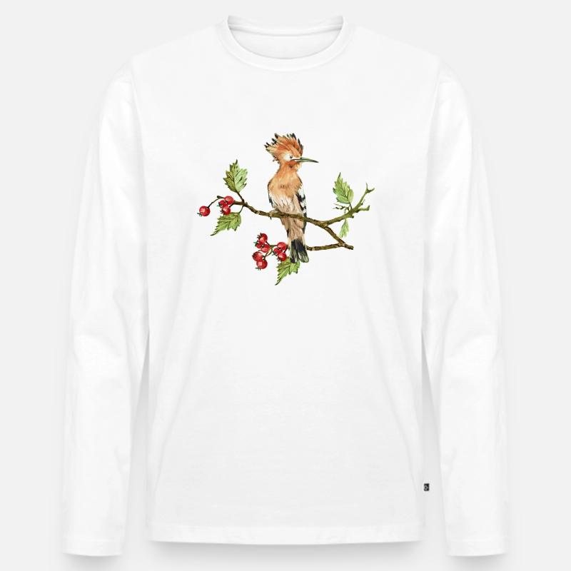 Bunter Vogel - Männer Premium Bio Langarmshirt - Weiß