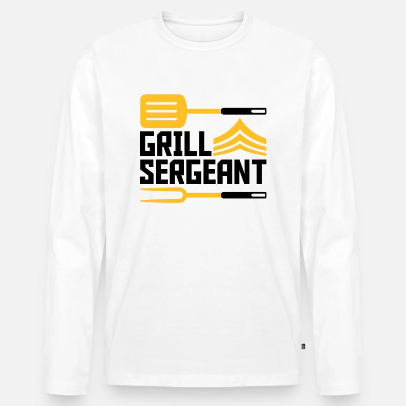 Grillmeister Grill Sergeant BBQ - Männer Premium Bio Langarmshirt - Weiß