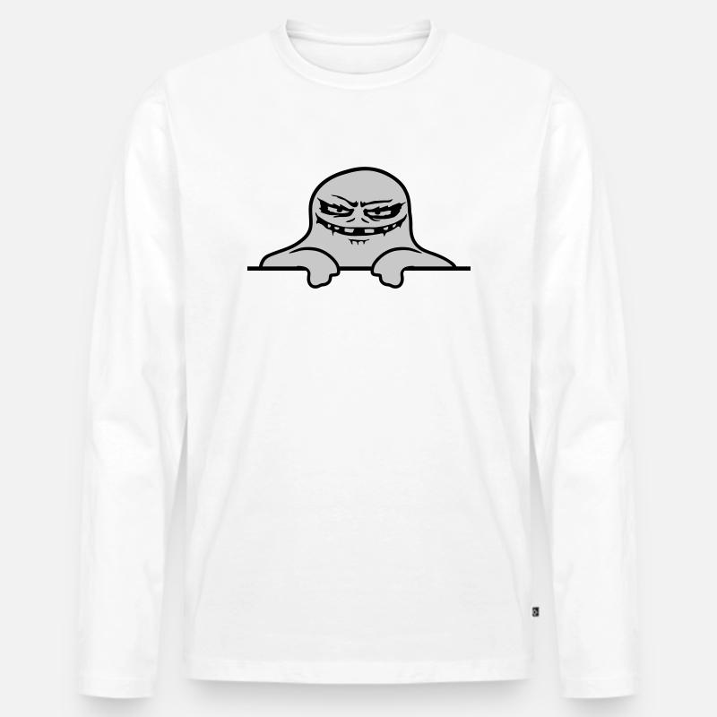 Mauer Geist Comic Monster - Männer Premium Bio Langarmshirt - Weiß