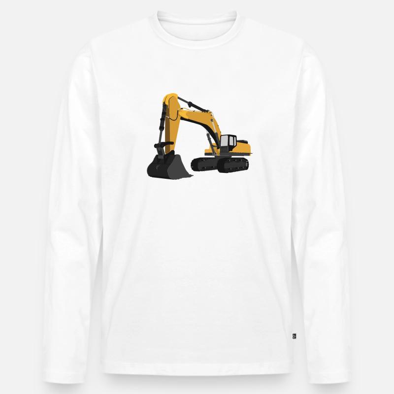 Bagger - Männer Premium Bio Langarmshirt - Weiß