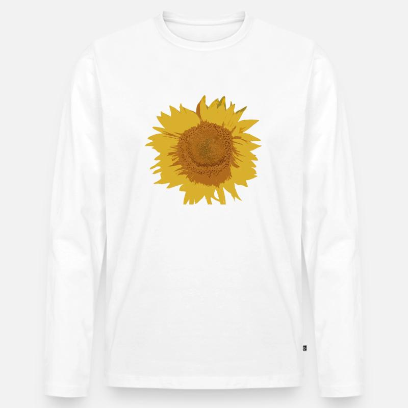 Sonnenblume - Männer Premium Bio Langarmshirt - Weiß